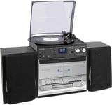 DAB/DAB+ Record Player Turntable Cassette & CD player HiFi with USB Recording