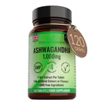 120 Ashwagandha Powder 10:1 Extract Vegan 1000mg Tablets High Strength UK Made