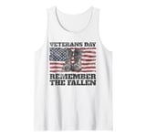 Veterans Day Remember the Fallen USA Flag Soldiers Boots Tank Top