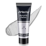 Artecho Peinture Acrylique 120ml Argent, Acrylic Paint, Peinture pour Toile, Tissu, Bois, Roche, Papier, Verre.