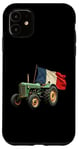 Coque pour iPhone 11 Tracteur Agricole Vert Drapeau Français Agriculteur Ferme