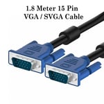 1.8 Meter VGA / SVGA 15 Pin PC Computer Monitor LCD Extension Cable Male to Male