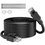 VOIETOLT Outdoor Cat 6 Ethernet Cable 20m, Water Resistant Direct Burial LLDPE UV Jacket - 24AWG 10Gbps High Speed Gigabit Internet Network Cable - CCA, UTP with 20 Ties - Black