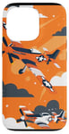 Coque pour iPhone 13 Pro Drapeau américain minimaliste orange tropical P-51 Mustang de la Seconde Guerre mondiale