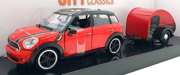 MOTOR MAX, MINI COOPER Countryman S avec caravane Rouge, échelle 1/24, MMX79761