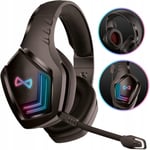 GHS-700 Casque sans Fil Circum-auriculaire avec Bluetooth Portable jusqu'à 12 Heures avec Microphone, Casque de Jeu avec rétro-éclairage LED RVB/pour PC Gaming