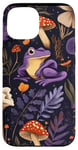 Coque pour iPhone 15 Violet Bohème Ethnique Grenouille et Champignon Vintage Motif