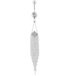 Navelpiercing Vit Rhinestone Tassel Tofs i Kirurgiskt stål