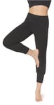 Bellivalini Pantalon 3/4 Capri Harem pour Femme Legging Corsaire Aladdin Ample Pants Fluide Sport Yoga Jogging Pilates pour l'été BLV50-283 (Noir, L)