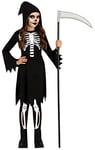 FIESTAS GUIRCA Costume Squelette - Robe Noire la Mort - Déguisement Halloween Fille 7-9 Ans