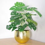 Leaf Plante Artificielle Monstera avec Pot en Métal Doré 60 cm