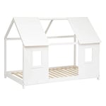 Lit cabane Enfant - pin - Blanc - 140x195 cm - Atmosphera créateur d'intérieur