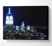 New York City White Glow Nights Canvas Print Wall Art - Large 26 x 40 Inches