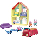 Peppa Pig Coffret Maison de Peppa Et Sa Famille Avec Voiture Et Effets Sonores, 4 Figurines, 6 Accessoires, Dès 3 Ans Exclusivité sur Amazon