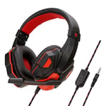 3.5mm Filaire Gaming Headset PC Basse St¿r¿o Gamer Casque Pour PS4 Xbox One Switch T¿l¿phone Portable ¿couteur Casque Avec Microphone-Rouge_XINENGJI