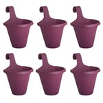 Clever Pots 6x Hanging Plant/Flower Pots Planters, with Self Watering Reservoir, Outdoor Plastic Pot for Garden Fence and Balcony Railing Decoration, Orchid