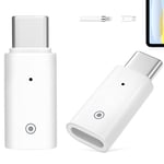 MoKo 2 Pack USB-C Adapter Compatible with Apple Pencil 1st Generation for Charging with iPad 10th Gen, Male USBC to Female Connector, No Bluetooth Pairing, Fast Charging, White