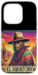 Coque pour iPhone 14 Pro El Squatcho Bigfoot Cowboy Sunset Funny Western Sasquatch