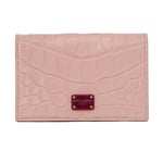 Dolce & Gabbana Cuir Croco Cartes Porte-Monnaie Étui Dg Logo Rouge Rose 12682