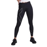 2XU Women's Light Speed Mid-Rise Compression Tights, Black/Black Reflective, XL