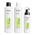 Nioxin Scalp + Hair Thickening System 2 Kit - Hair Thickening System for Natural Hair with Progressed Thinning - Shampoo, Conditioner & Scalp Treatment (150+150+40ml)