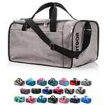 Sac de Sport Sac Sport Femme Homme Enfant Fille Bag Sac Voyage Bagage Duffel Moderne Fitness Sac molletonné Gym Vacances Sac bandoulière Fitness Travail Petit Grande (20 L, Gris Melange/Noir)