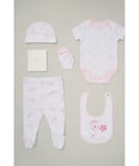 Rock A Bye Baby Girl Star Print 6-Piece Hanging Gift Set - Lilac - Size 0-3M