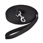 HAPPY HACHI Laisse pour Chien (20m Noir), Laisse de Dressage Chien avec Poignée Longe Chien Longue Sangle en Nylon Mains Libre pour Petits à Grands Chiens Animal de Compagnie Promenade Jogging