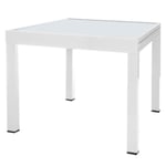 table de jardin vendue seule Table de repas carrée extensible Acier-Verre blanc - VADO - L 90-180 x l 90 x H 74