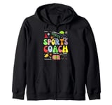 Groovy Sports Coach Art For Men Women Trainers Athletes Zip Hoodie