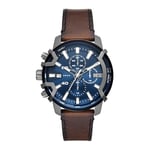 Diesel Montre pour homme Griffed, mouvement chronographe, boîtier en acier inoxydable Gunmetal de 42 mm avec bracelet en cuir, DZ4604