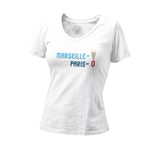 T-Shirt Femme Col V Marseille 1 - Paris 0 Sport Foot Champion Ballon C1