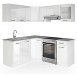 Vicco - Cuisine en angle Rick, Blanc, 167 x 60 cm , pt Marbre