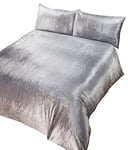 Rapport Home Tiffany Crushed Velvet Silver Double Bedding Duvet Cover Set