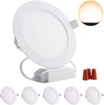 Greenclick Lot de 5 9W 3000k spot led Encastrables blanc chaud, Panneau LED dimmable rond, Encastrable plafond Downlight, Ultra-plats, pilote inclus,720lm Remplacer Halogène 80W,2 ans de garantie[A ]