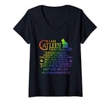 Womens I Am Catleesi Mother Of Cats Rainbow - Funny Cat Lover V-Neck T-Shirt