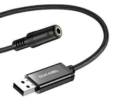 DuKabel USB to 3.5mm Jack Audio Adapter, USB to Aux Cable with TRRS 4-Pole Mic-Supported USB to Headphone AUX Adapter Built-in Chip External Sound Card for PS4 PC PS5and More [19 inch]