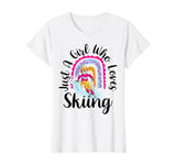 Skiing Girl Boho Rainbow Winter Sports Ski Lover Girls T-Shirt