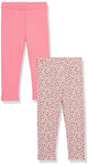 Amazon Aware Legging en Jersey, en Coton élastique Fille, Lot de 2, Rose/Imprimé Fleuri, 8 Ans