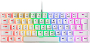 MK60 Blanc, Clavier Gaming Mécanique FRGB, Antighosting, Switch Mécanique Bleu, Langue US