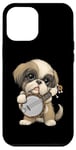 Coque pour iPhone 14 Plus Shih Tzu Chien Jouant Banjo Bluegrass