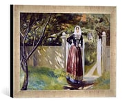 Kunst für Alle 'Encadré Image de Michael Peter Ancher Femme dans Danois Costume sur Le Cadre de Porte, d'art Images Fait Main de Jardin, 40 x 30 cm, Argent Raya