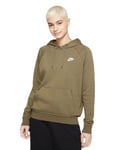 Nike W NSW ESSNTL FLC PO Hoodie Sweatshirt Women's, Medium Olive/White, XS