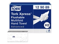 Håndklædeark Tork H2 Xpress Flusable 129089 2-Lag Hvid (Karton Á 21 Pakker Á 200 Ark)