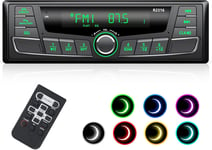 RDS Autoradio Bluetooth 5.0,FM/AM Autoradio 1 Din 7 Couleurs Éclairage,65Wx4 Poste Radio Voiture Bluetooth Supporte Main Libre/USB/AUX/SD/TF/MP3 Lecteur avec 30 Stations(Multicolore)(Q32)