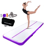 AirTrack Nordic Tapis de gymnastique gonflable standard de 4 m à 6 m avec pompe à air électrique, idéal pour la gymnastique, le yoga – Durable et facile à transporter (purple, 4)