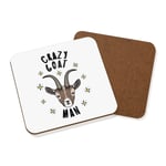 Crazy Goat Man Stars Coaster Drinks Mat - Funny Animal