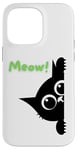 Coque pour iPhone 14 Pro Max Mur d'escalade pour chat noir avec inscription « Says Meow »