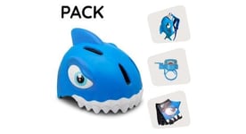 Crazy safety pack   casque requin bleu pour enfants  sac a dos  sonnette  gants