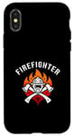 Coque pour iPhone X/XS Casque de pompier - Hache - Flamme - Appréciation Hero